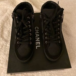 Authentic CHANEL High Top Sneakers Suede Size 35